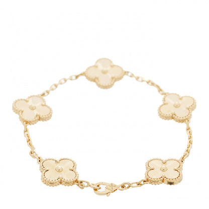 Van Cleef & Arpels 18K Yellow Gold 5 Motifs Guilloche Vintage Alhambra Bracelet 2 of 6