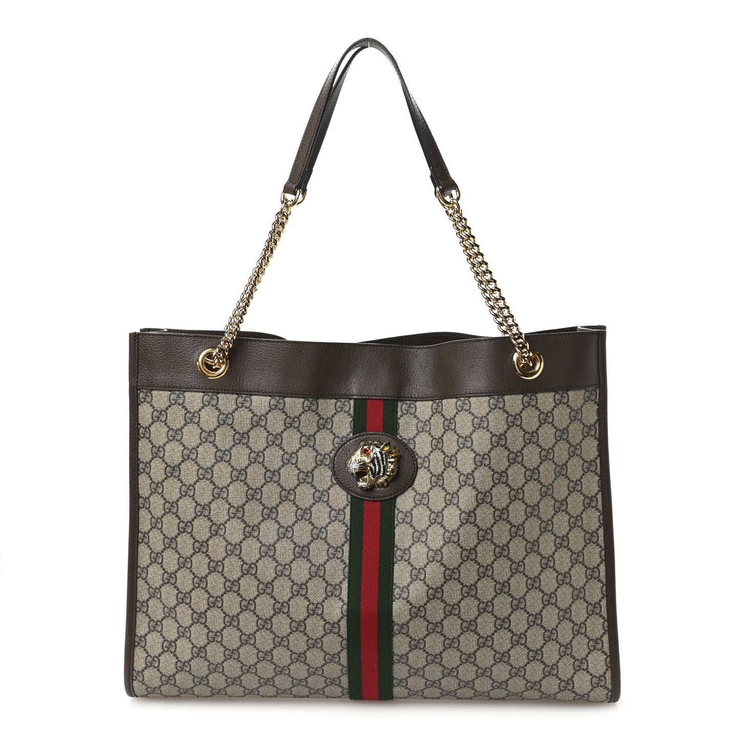 GG Supreme Monogram Large Rajah Chain Tote Beige New Acero