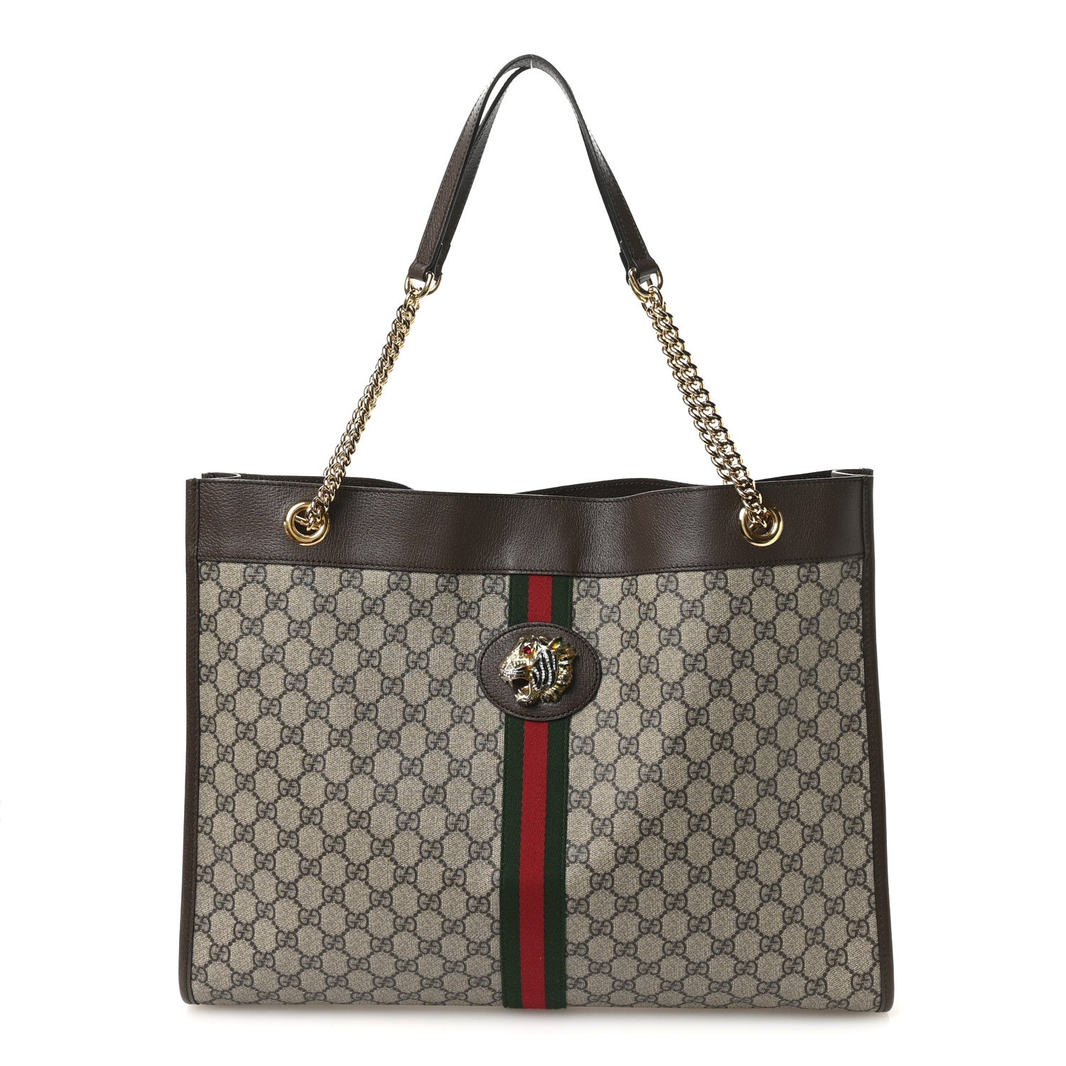 Gucci GG Supreme Monogram Large Rajah Chain Tote Beige New Acero 1 of 10