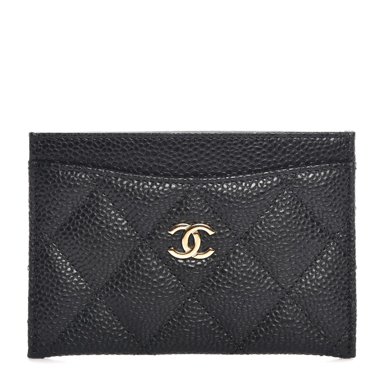 Caviar Quilted Card Holder Black