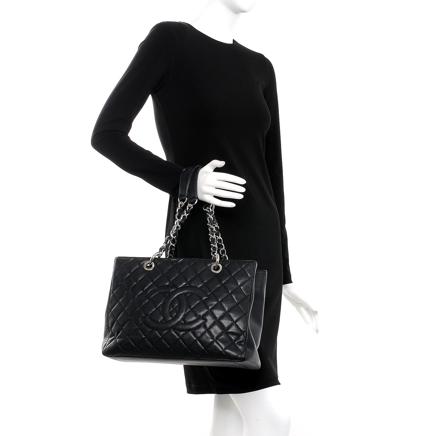 Caviar Quilted Grand Shopping Tote GST Black