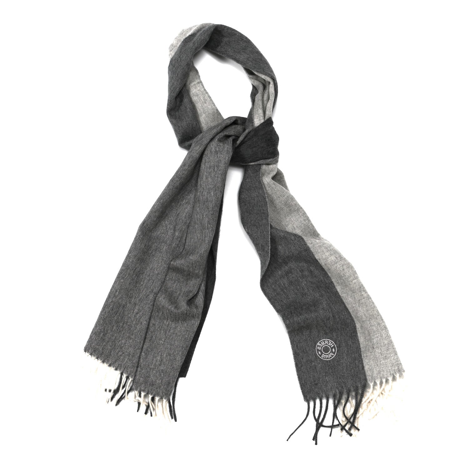 Hermes Cashmere Summer Block Muffler Gris Chine 1 of 4