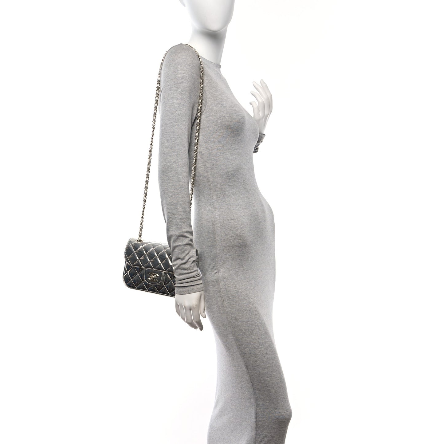 Mirror Calfskin Metallic Calfskin Quilted Hollywood Boulevard Mini Flap With Star Coin Purse Silver