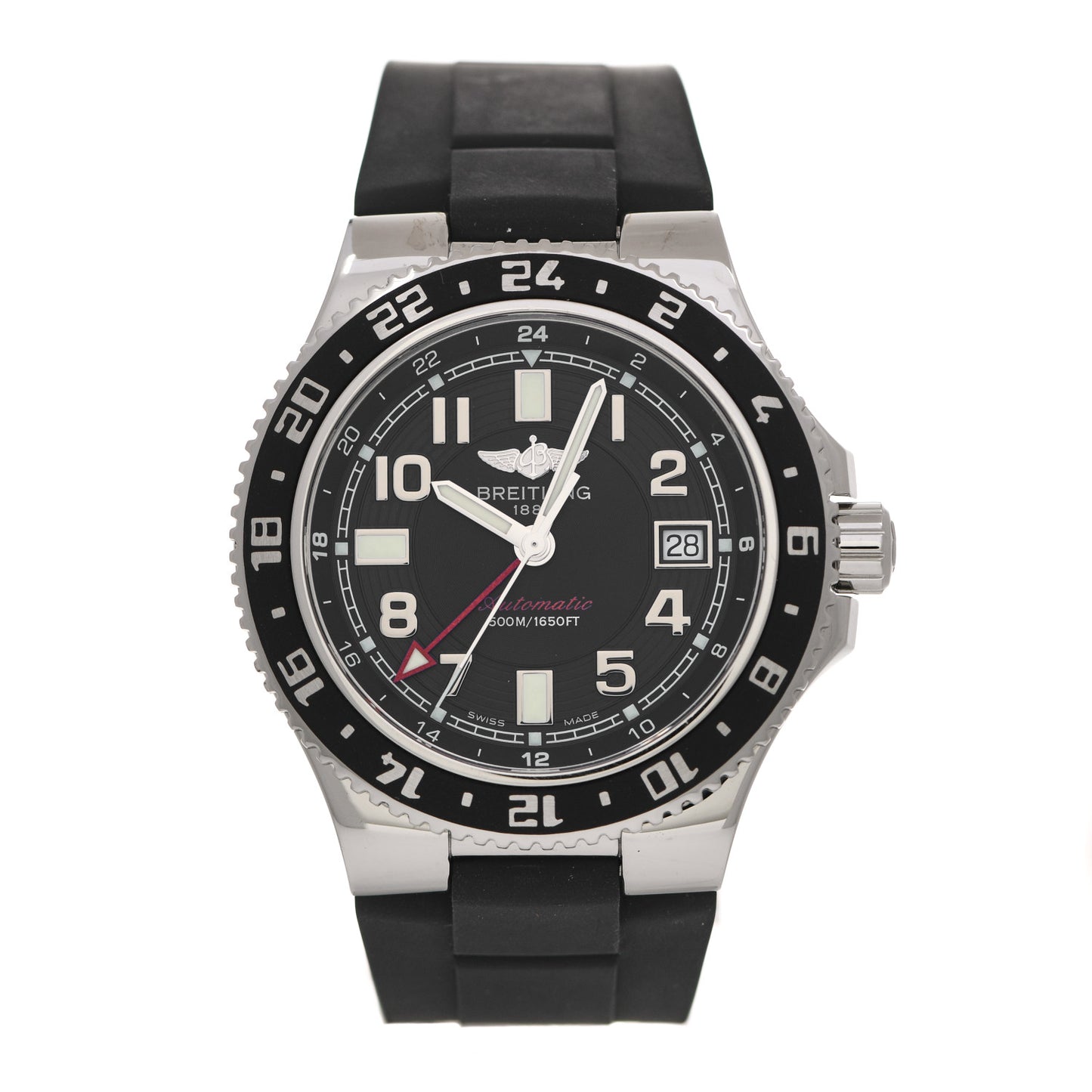 Stainless Steel Rubber 42mm SuperOcean GMT Automatic Watch Black A32380