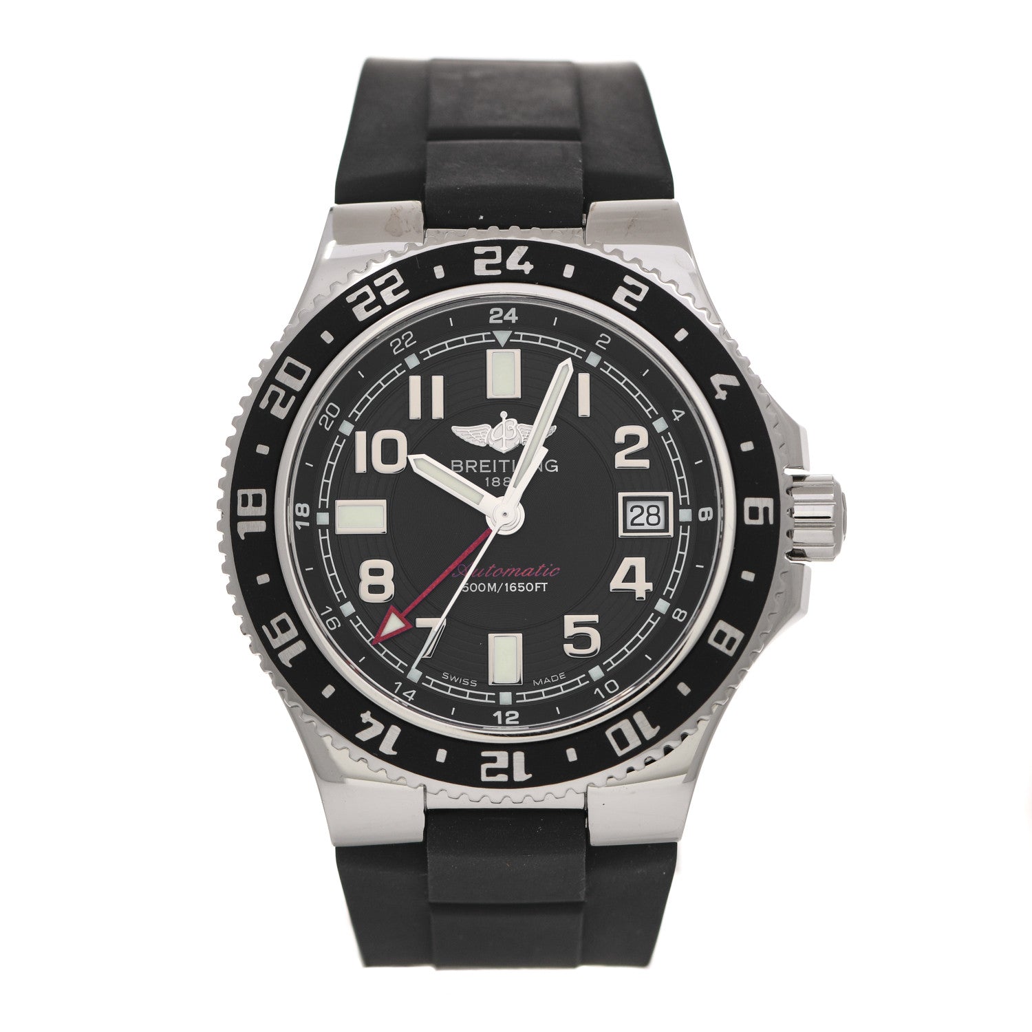 Breitling Stainless Steel Rubber 42mm SuperOcean GMT Automatic Watch Black A32380 1 of 4