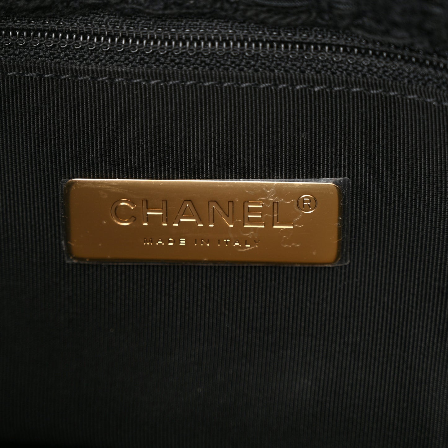 Tweed Quilted Medium Chanel 19 Flap Black Navy Gold