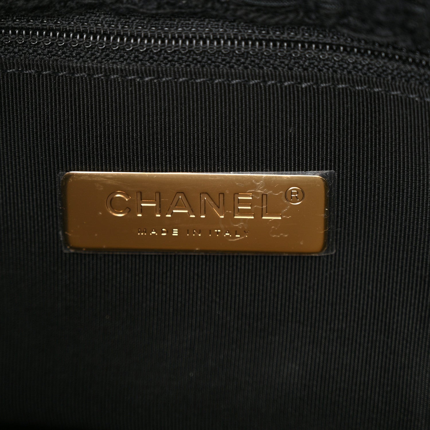 Chanel Tweed Quilted Medium Chanel 19 Flap Black Navy Gold 6 of 10