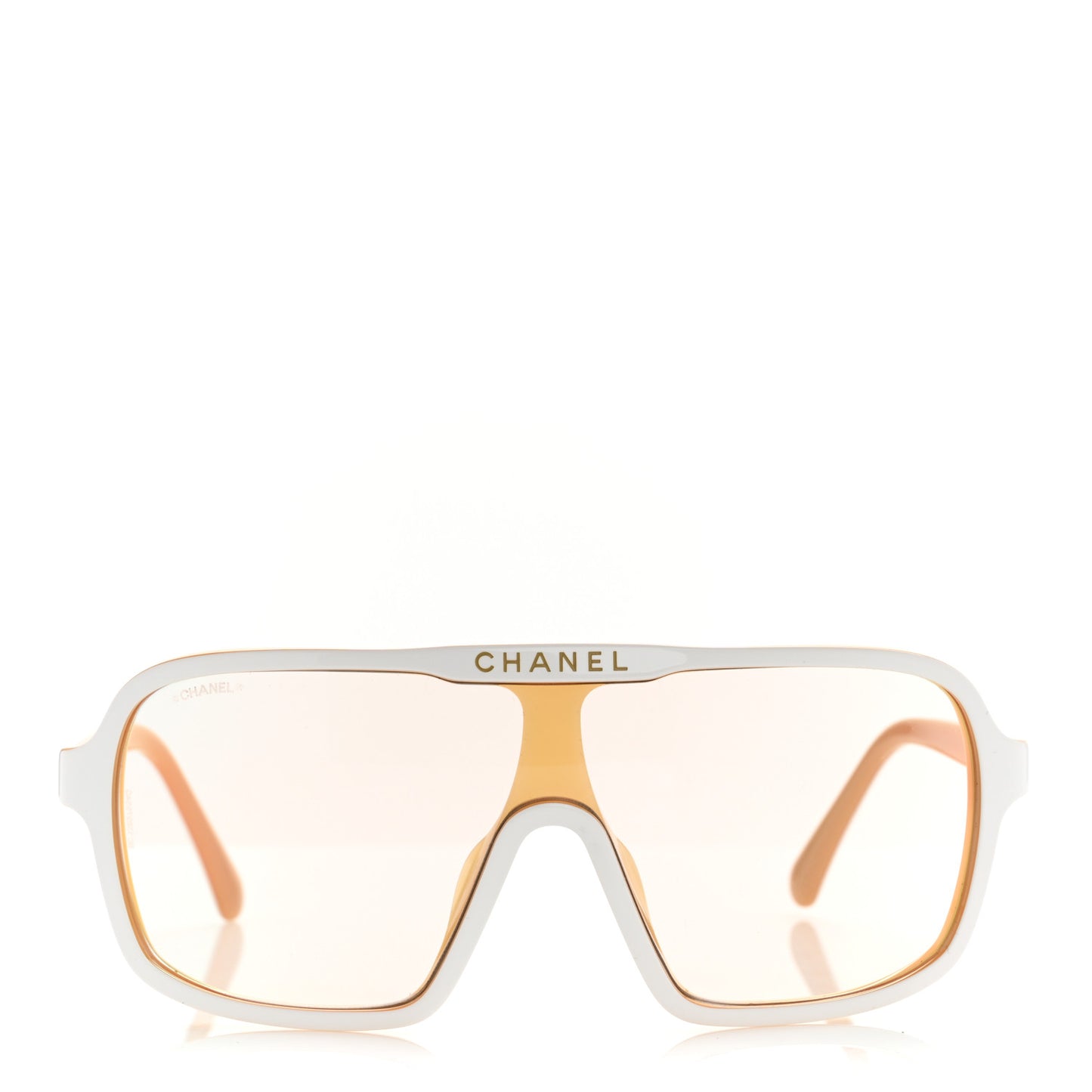 Acetate Shield Quilted Sunglasses 71655A White Gold