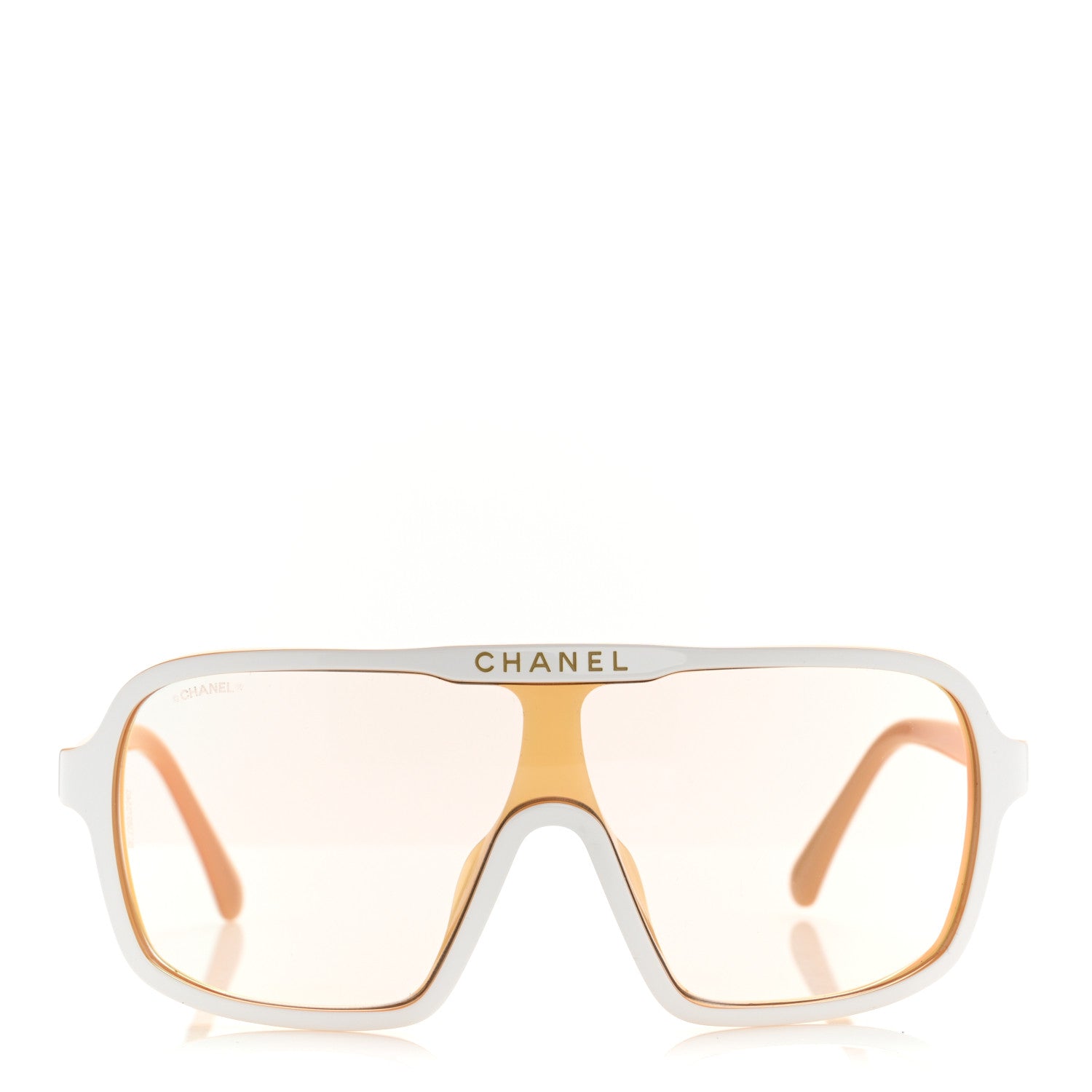 Chanel Acetate Shield Quilted Sunglasses 71655A White Gold 2 of 8