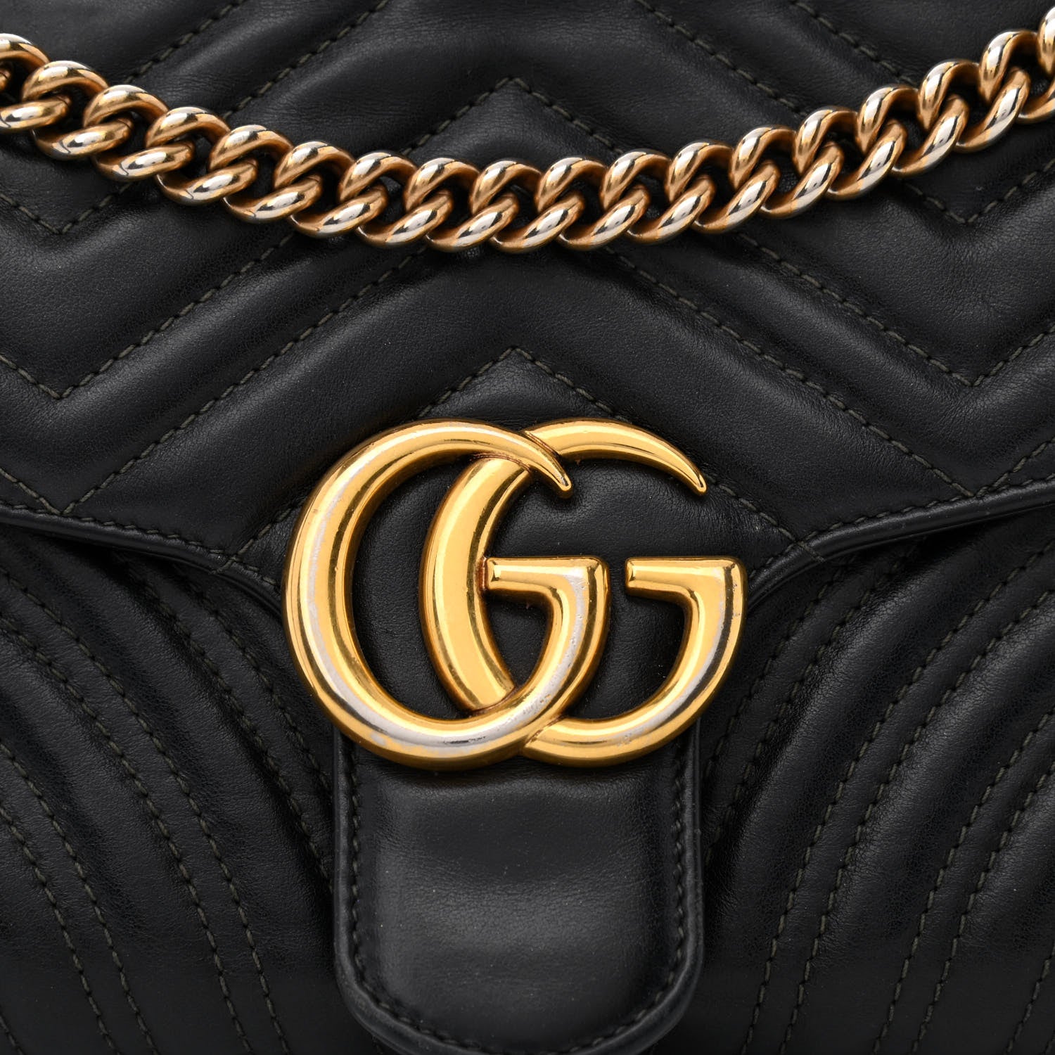 Gucci Calfskin Matelasse Small GG Marmont Shoulder Bag Black 10 of 18