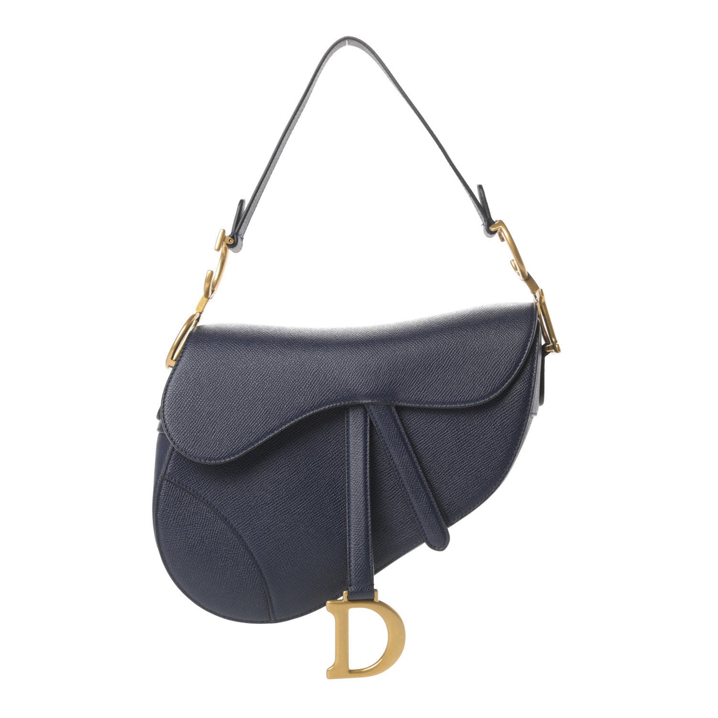Grained Calfskin Saddle Bag Navy