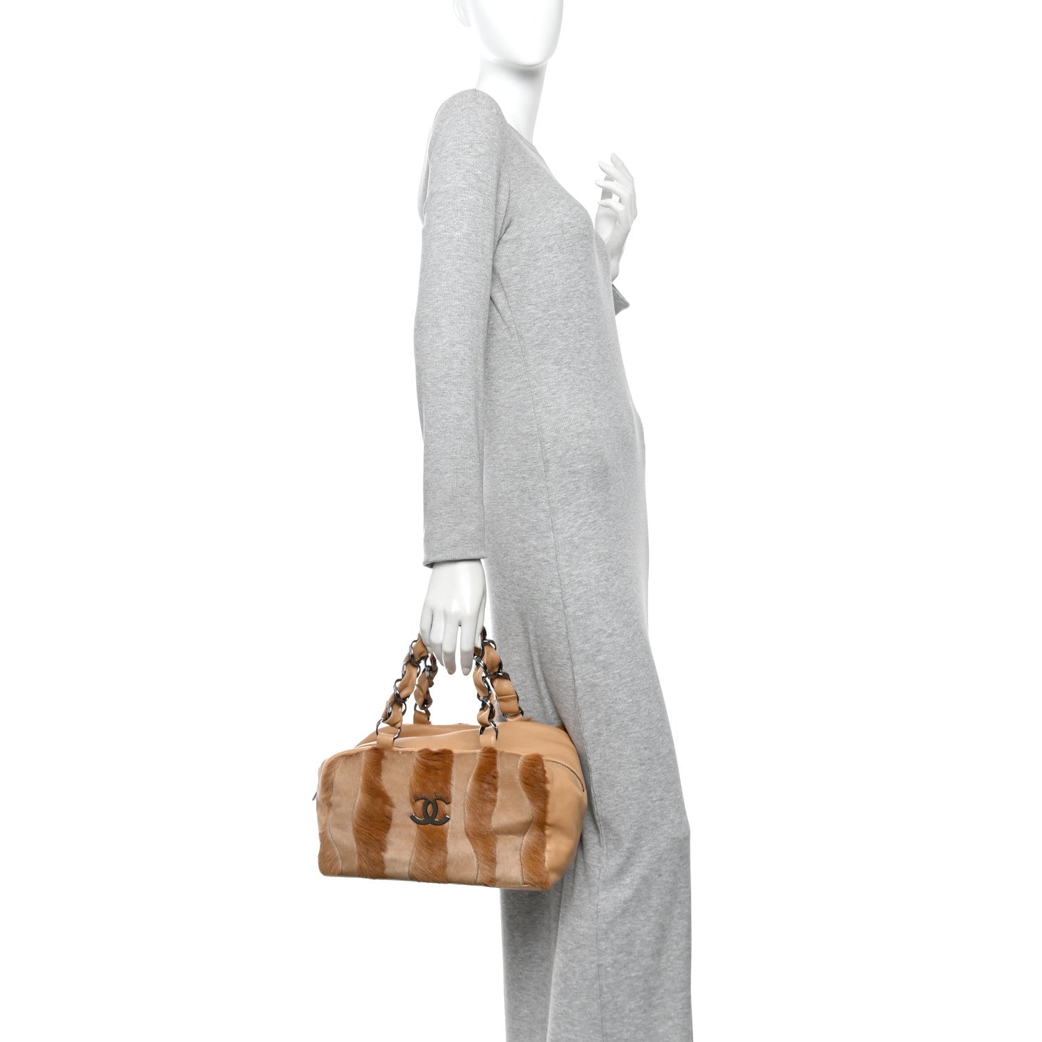 Chanel Lambskin Pony Hair Tote Dark Beige 2 of 11
