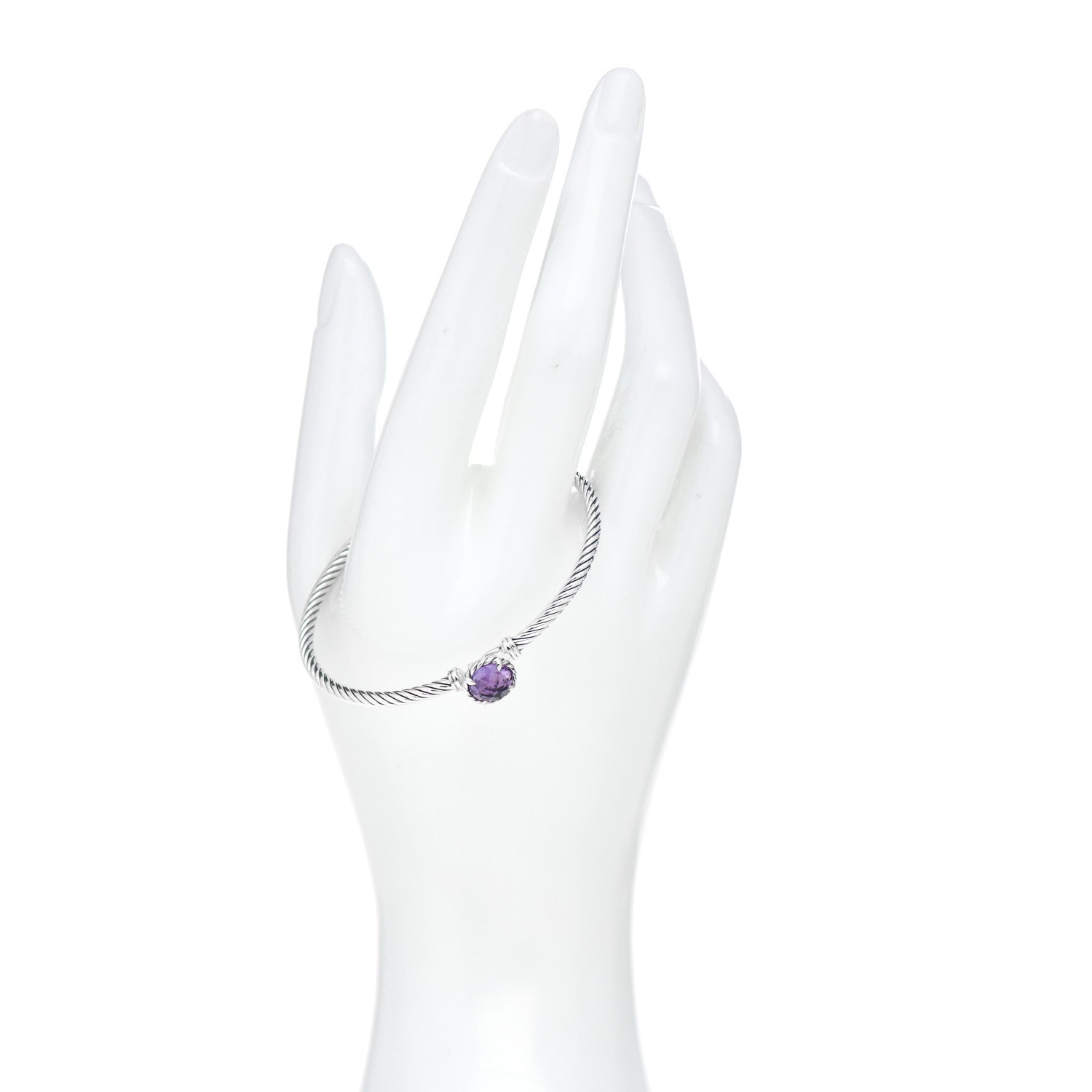 David Yurman Sterling Silver Amethyst 3mm Chatelaine Bracelet 2 of 4