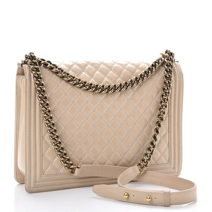 Chanel Calfskin Quilted Large Boy Flap Beige 3 of 19