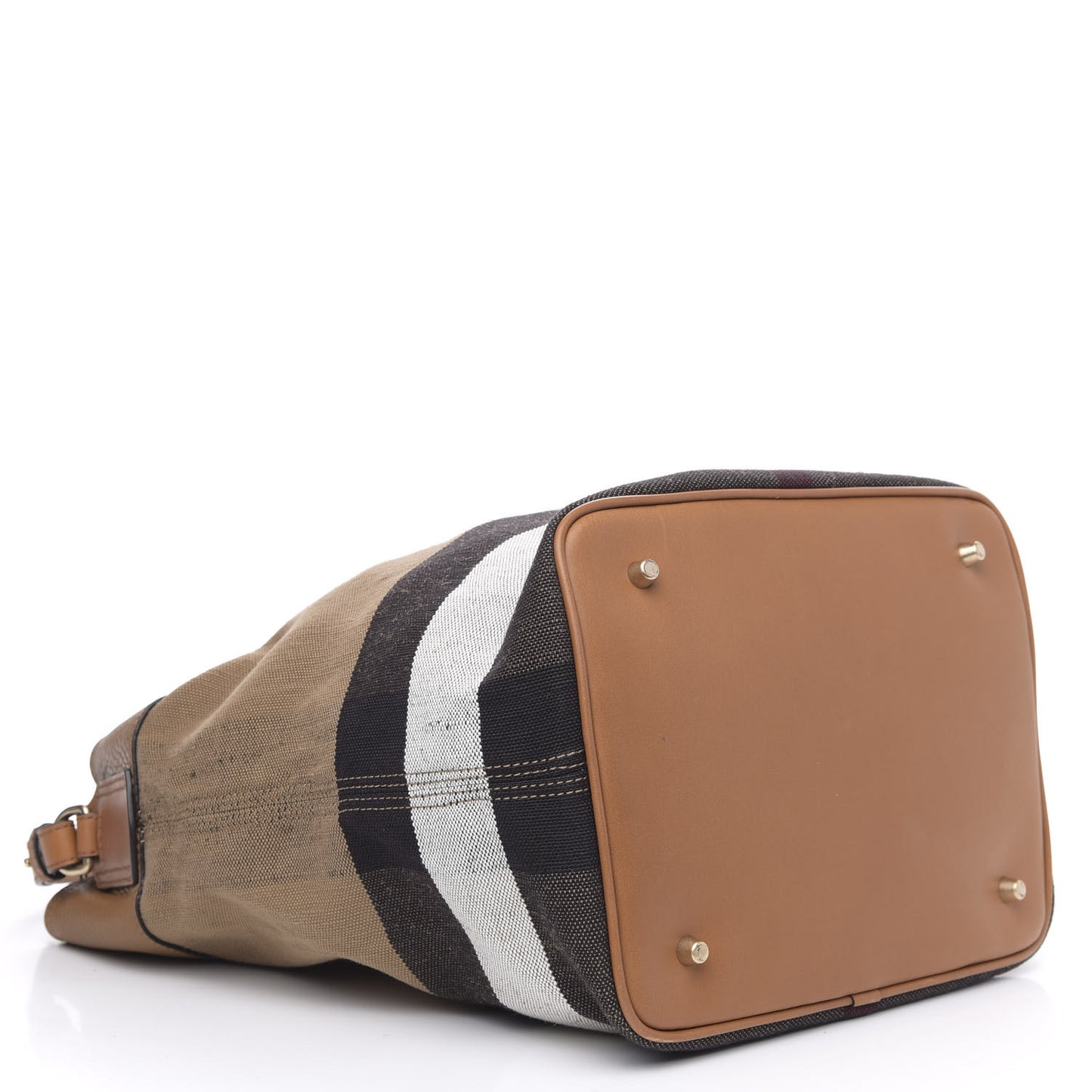 Grainy Calfskin Canvas Mega Check Medium Ashby Tassel Hobo Saddle Brown