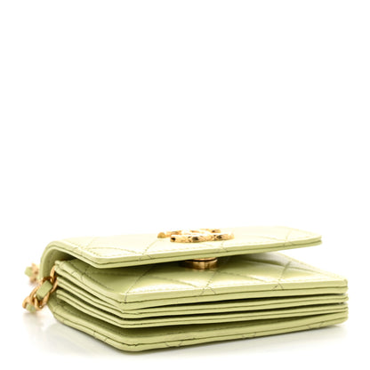 Chanel Lambskin Quilted Flap Card Holder On Chain Light Green 4 of 12