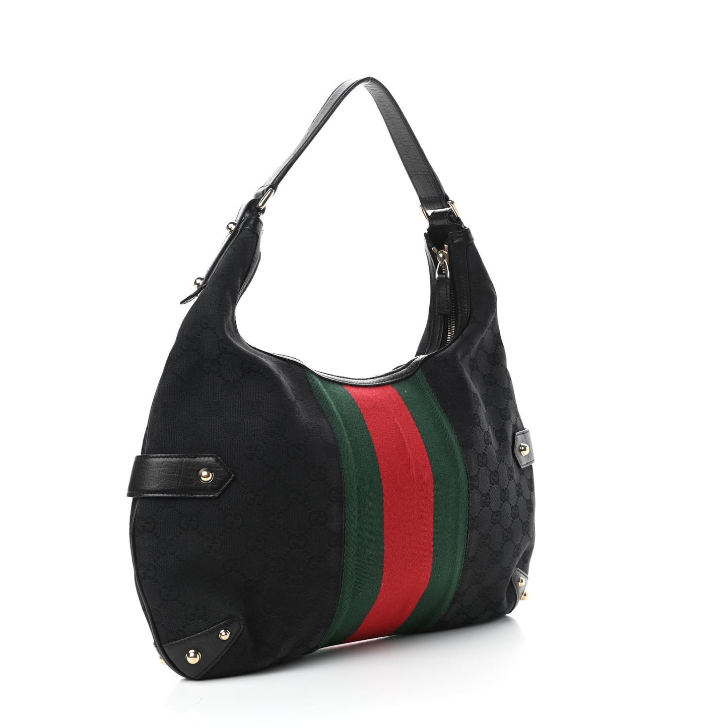 Monogram Large Horsebit Web Hobo Black