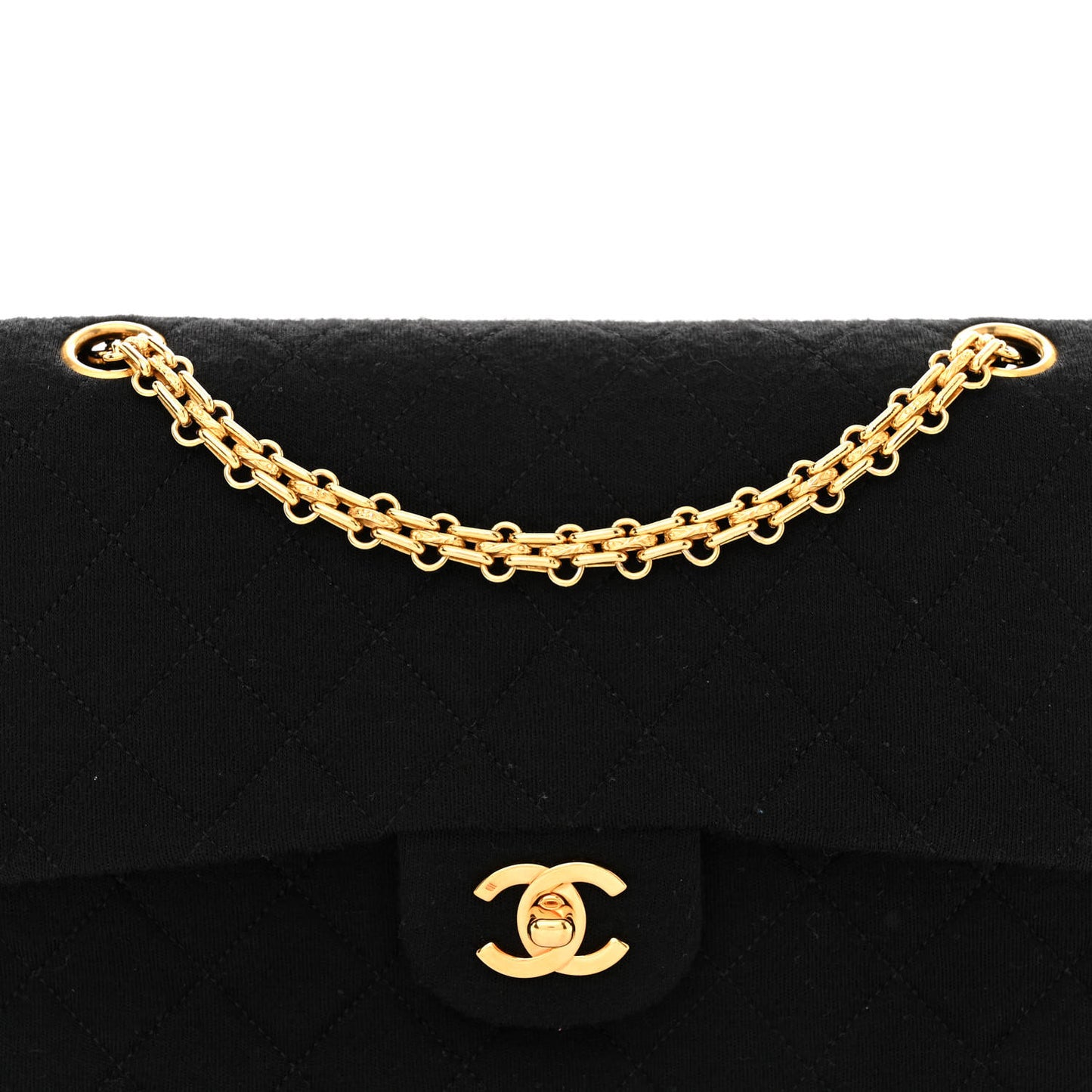 Jersey Quilted Small Double Flap Black