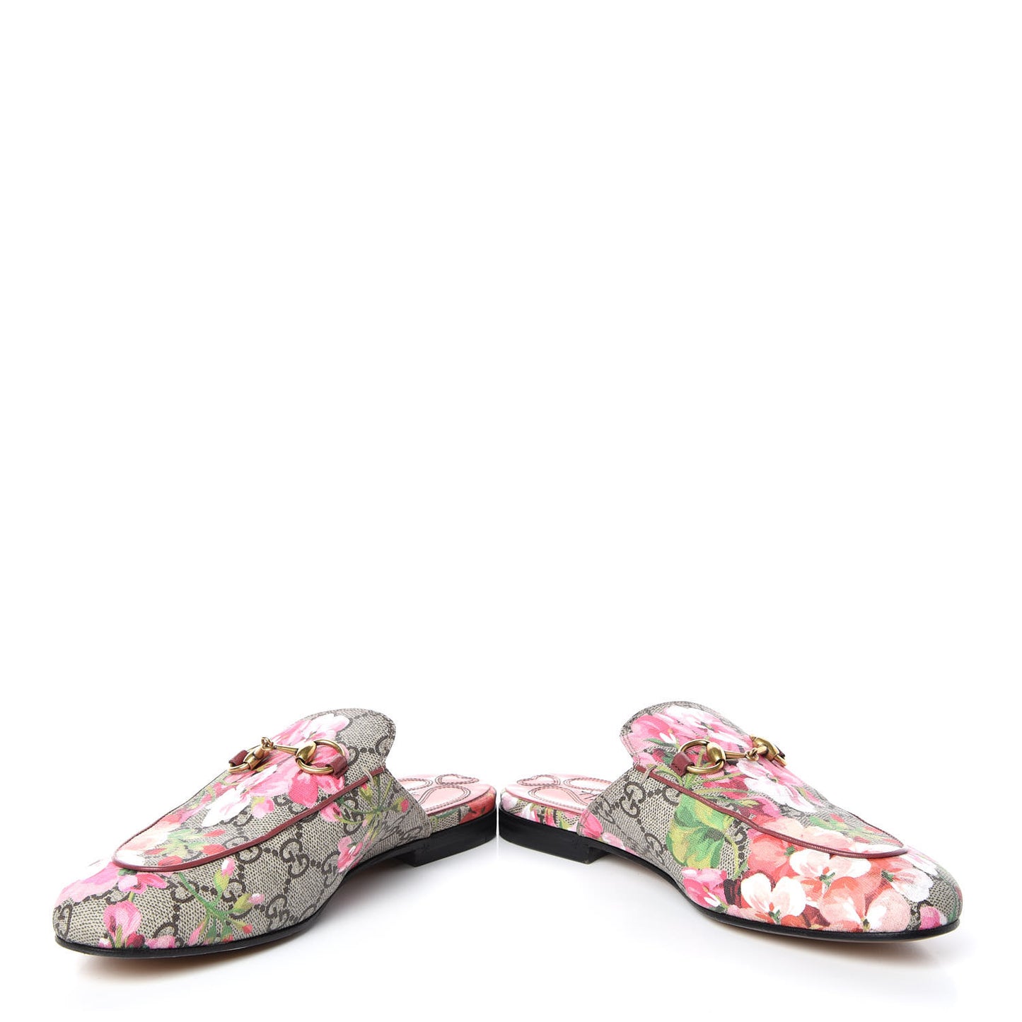 GG Supreme Monogram Blooms Womens Princetown Slippers 36 Beige Multicolor Dry Rose