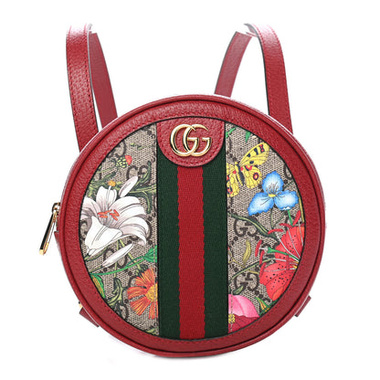 Gucci GG Supreme Monogram Web Flora Mini Ophidia Round Backpack Red 1 of 8