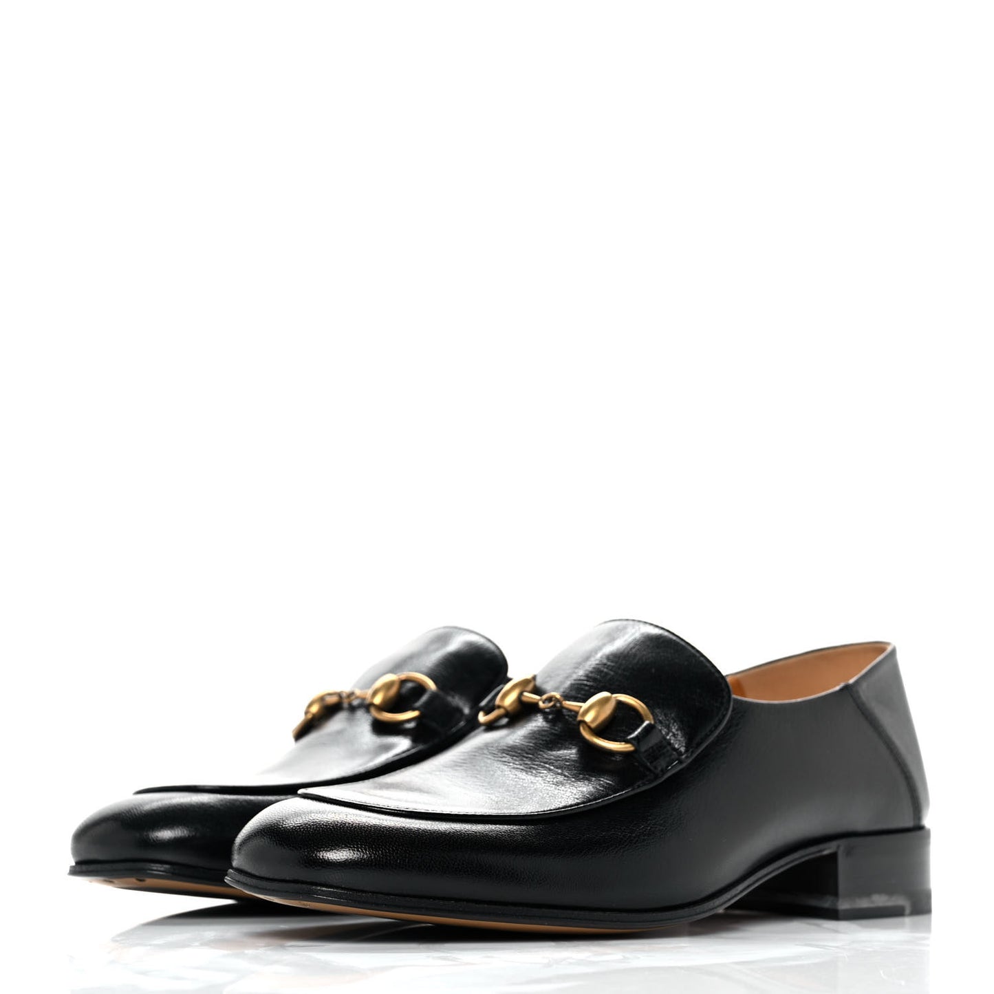 Goatskin Womens Horsebit Mid-Heel Loafers 38.5 Black