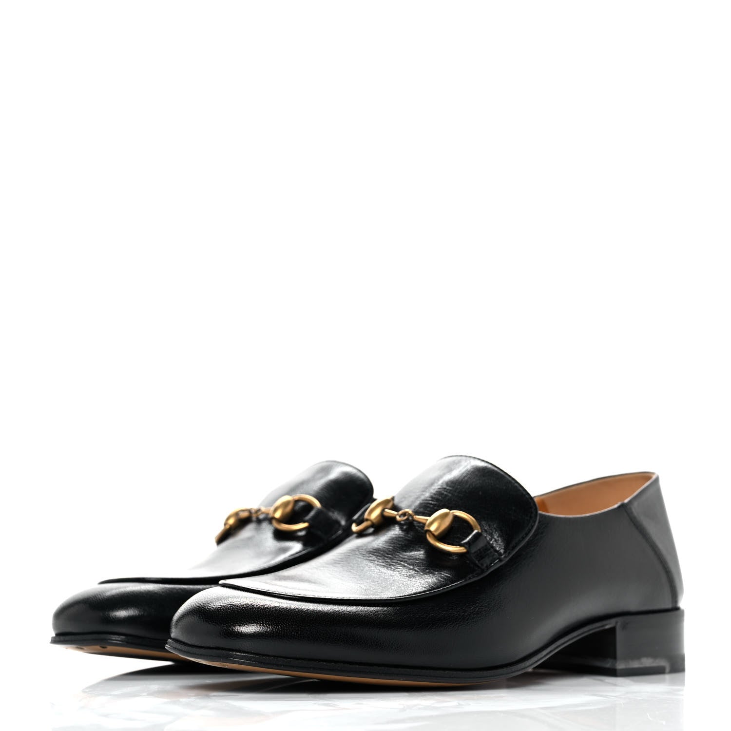 Gucci Goatskin Womens Horsebit Mid-Heel Loafers 38.5 Black 3 of 10