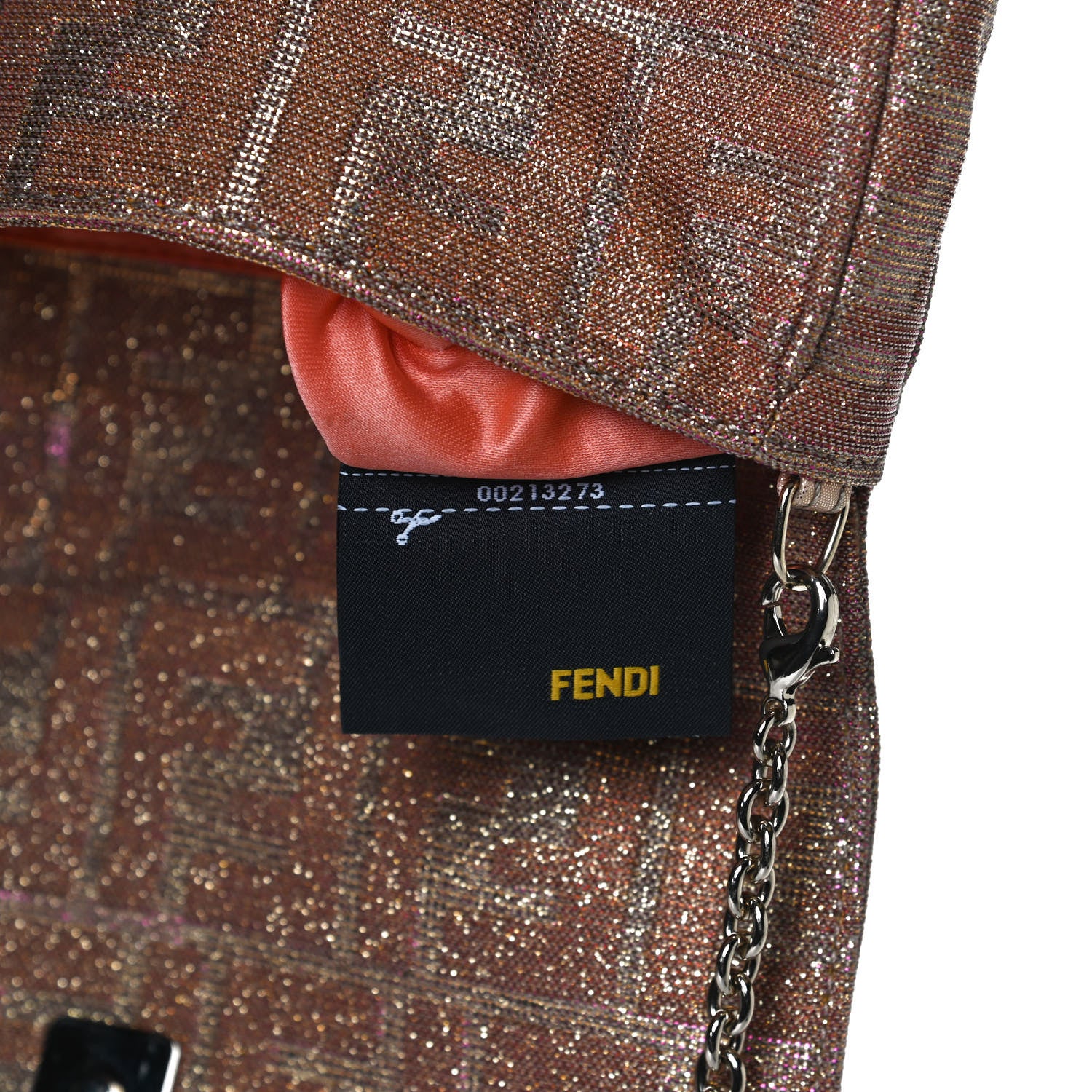 Fendi Metallic Lurex Zucca Mia Pochette Arancio 11 of 17
