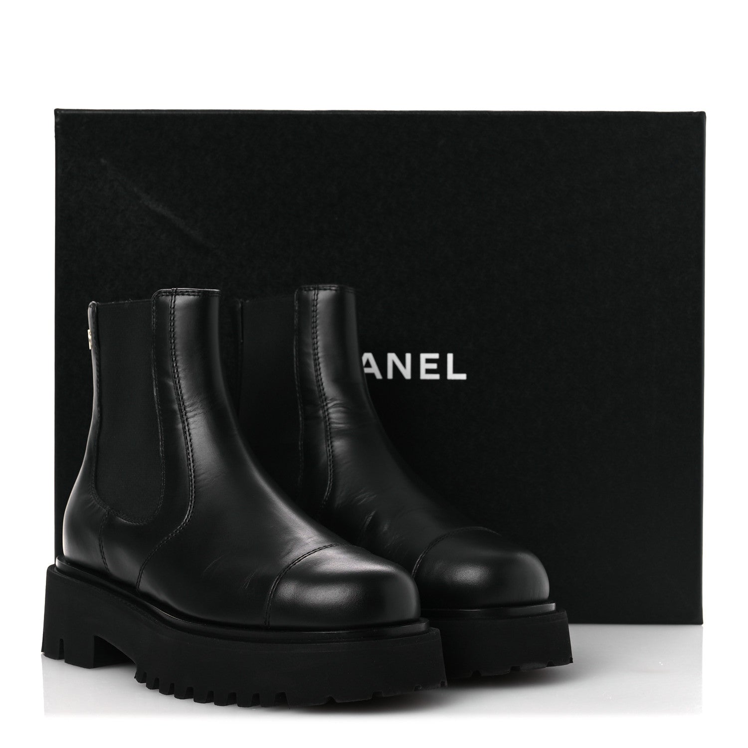 Chanel Calfskin Cap Toe CC Short Boots 36 Black 11 of 11