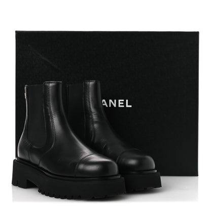 Chanel Calfskin Cap Toe CC Short Boots 36 Black 11 of 11