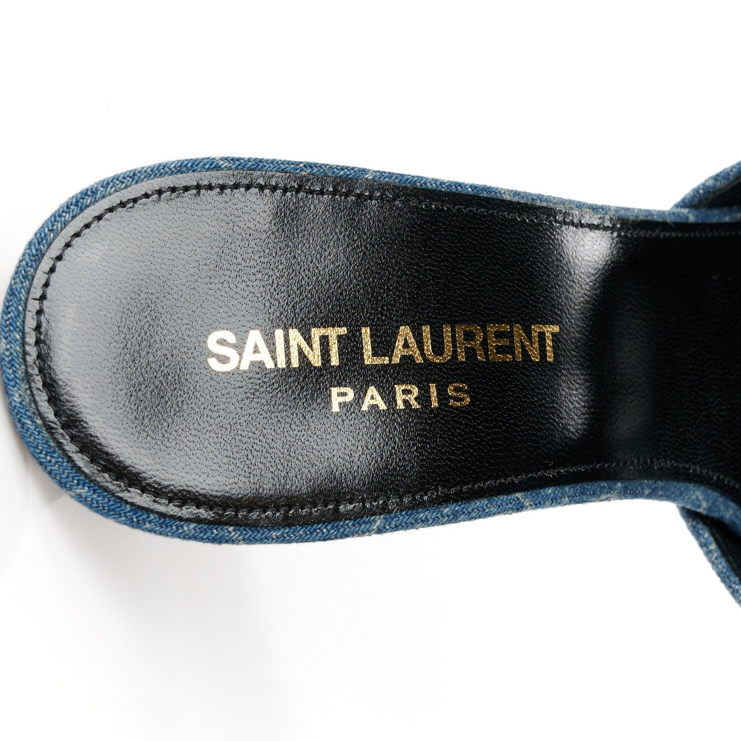 Saint Laurent Denim Monogram La 16 Mule Sandals 38.5 Blue Jeans 7 of 10