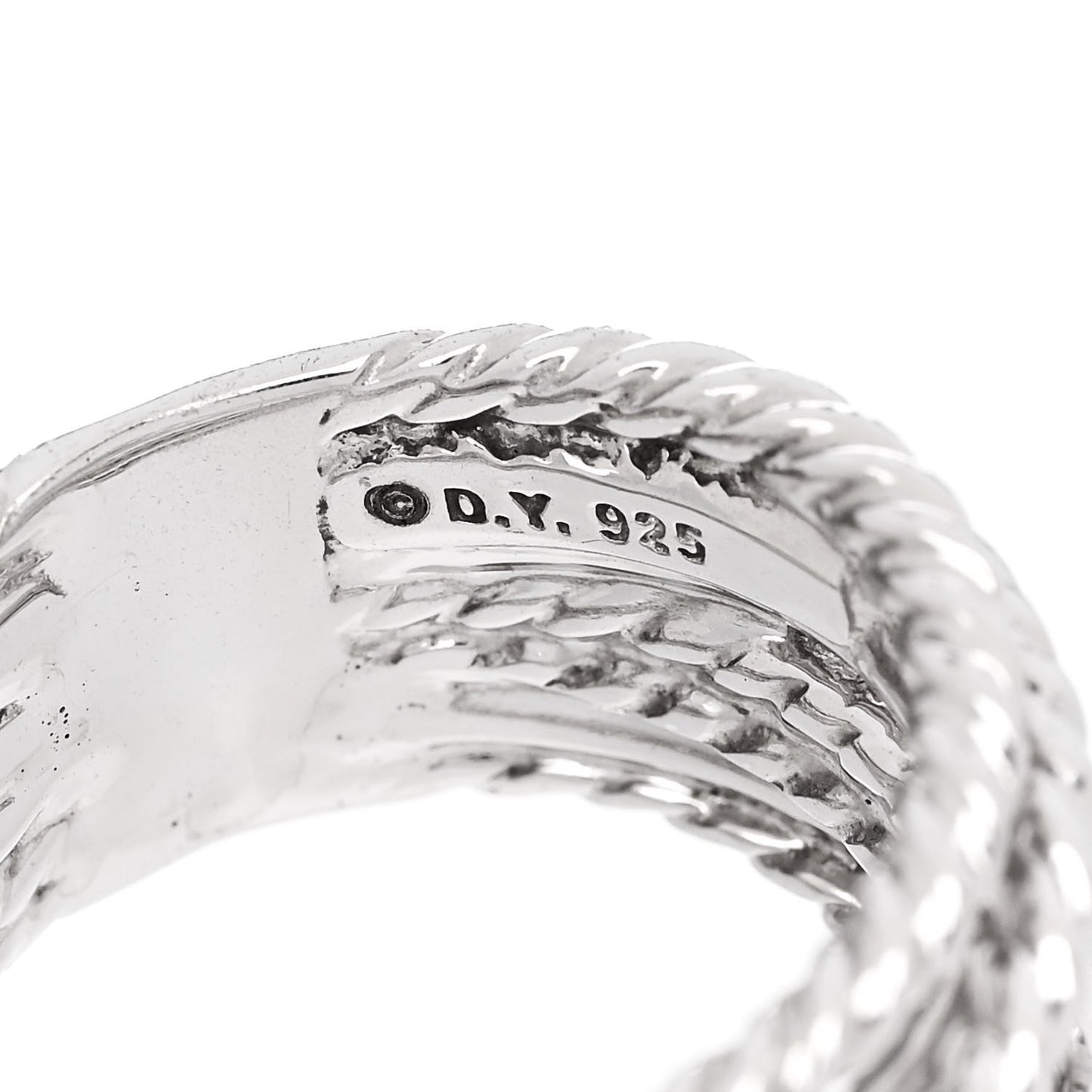 Sterling Silver Diamond 11mm Wide Crossover Cable Ring 48 4.5