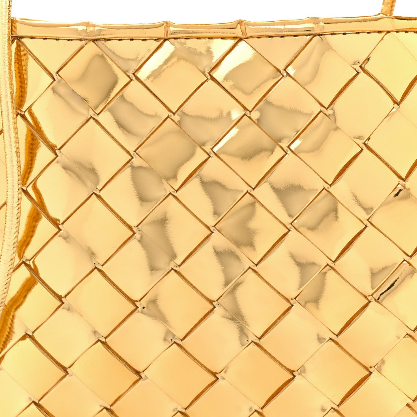 Mirror Laminated Nappa Intrecciato Mini Sardine Bag Gold