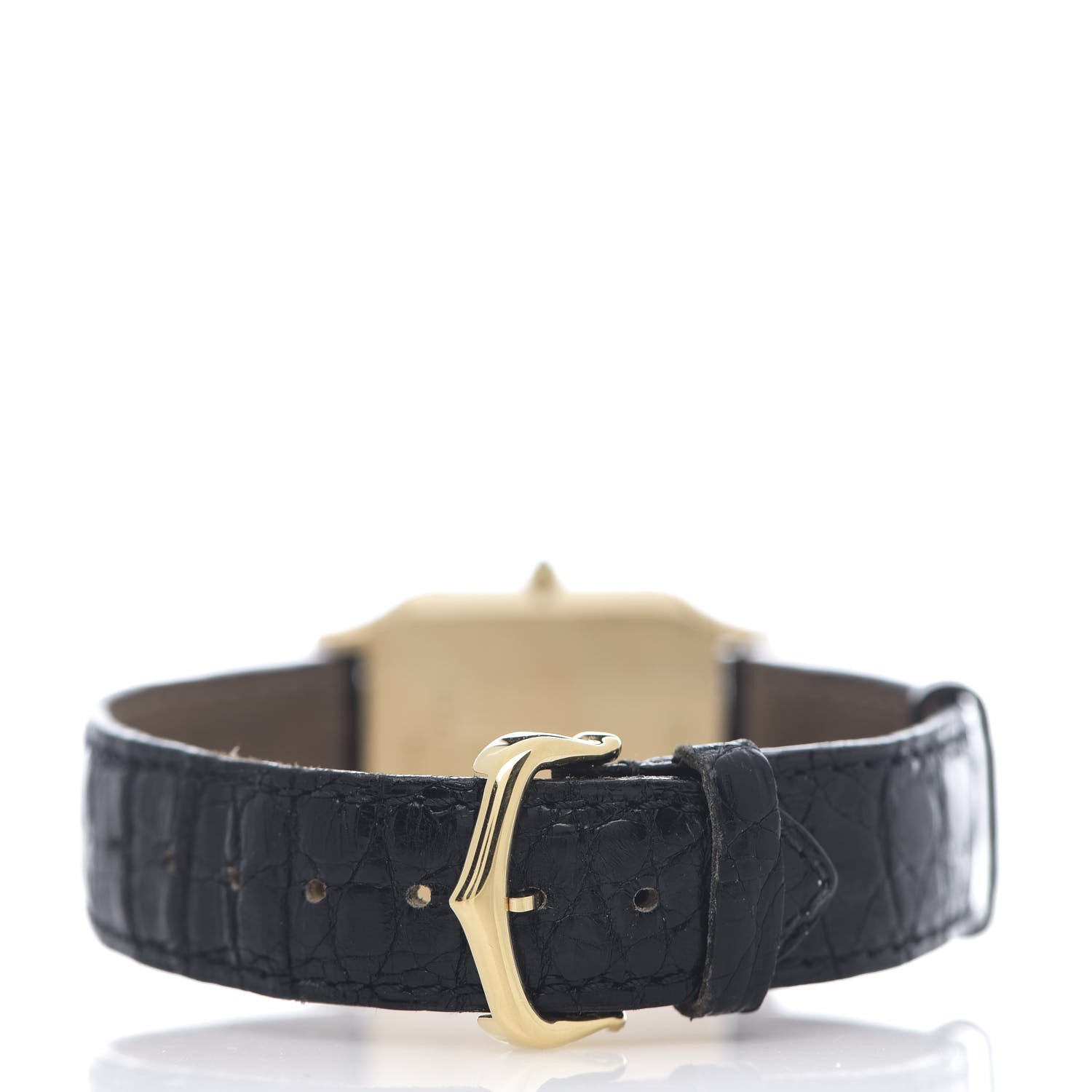 Cartier 18K Yellow Gold Alligator 27.5mm Santos Dumont Manual Winding Watch 4 of 7