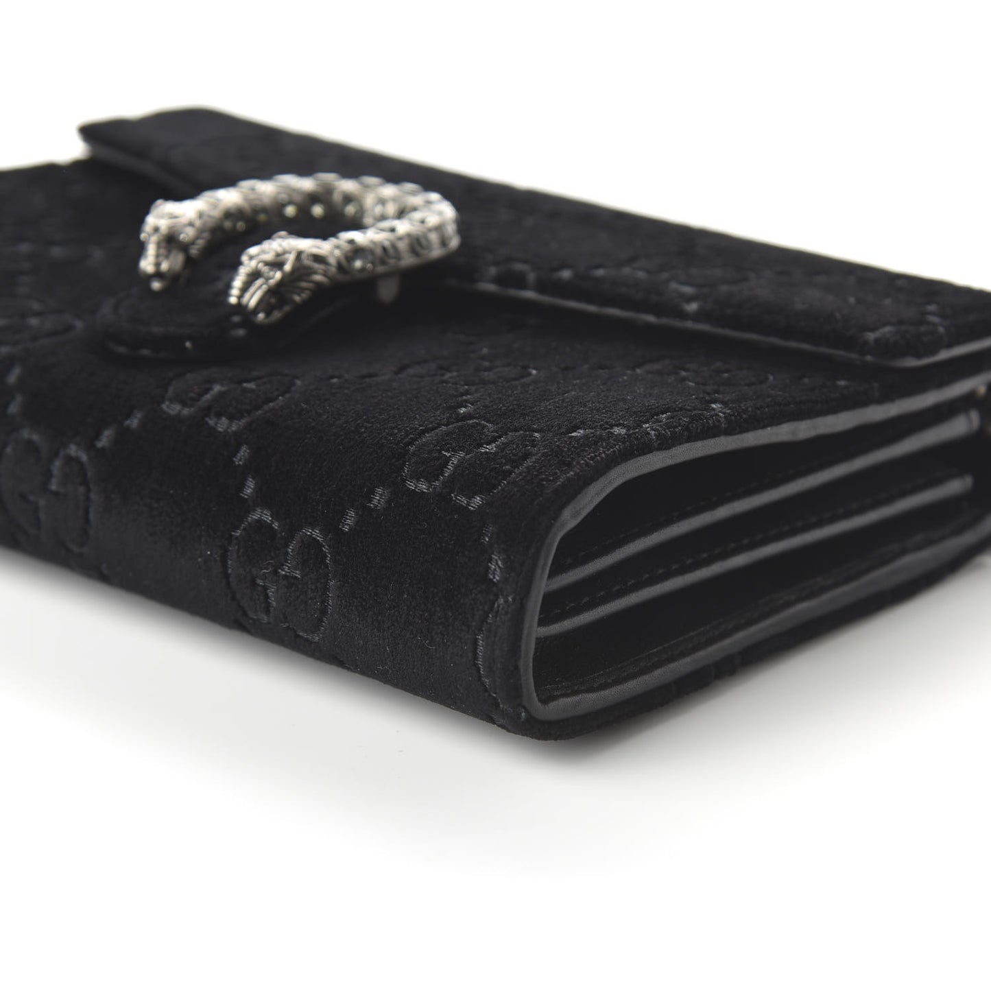 Velvet GG Monogram Mini Dionysus Chain Wallet Black