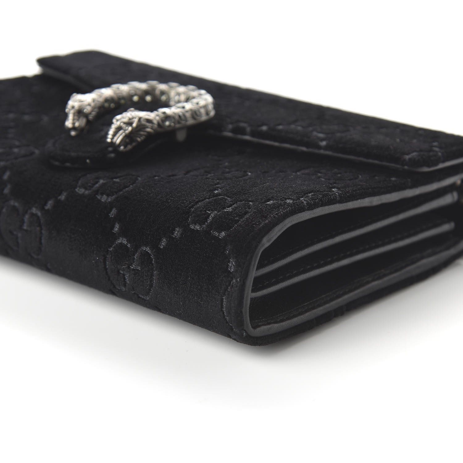 Gucci Velvet GG Monogram Mini Dionysus Chain Wallet Black 7 of 9