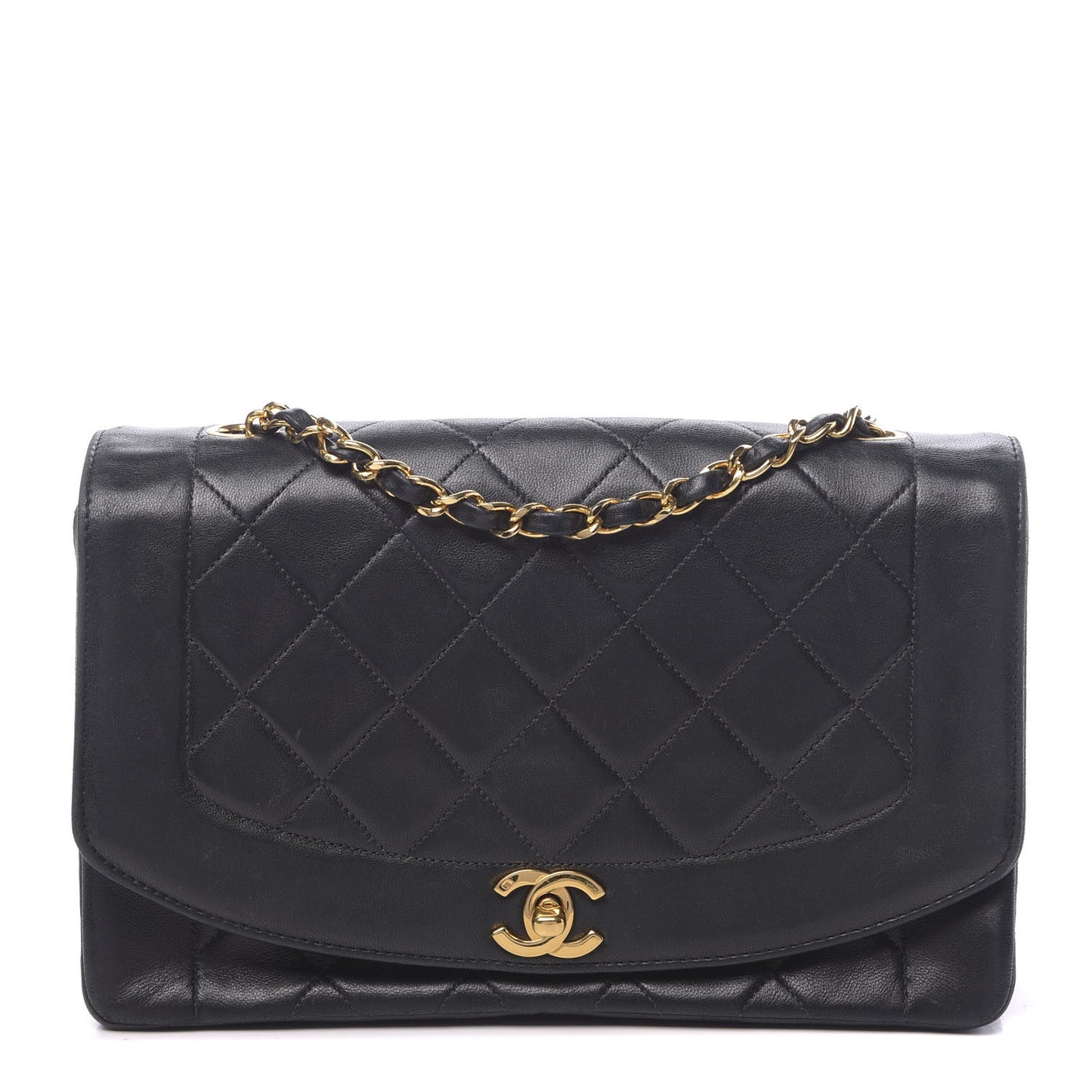 Lambskin Quilted Medium Single Flap Black
