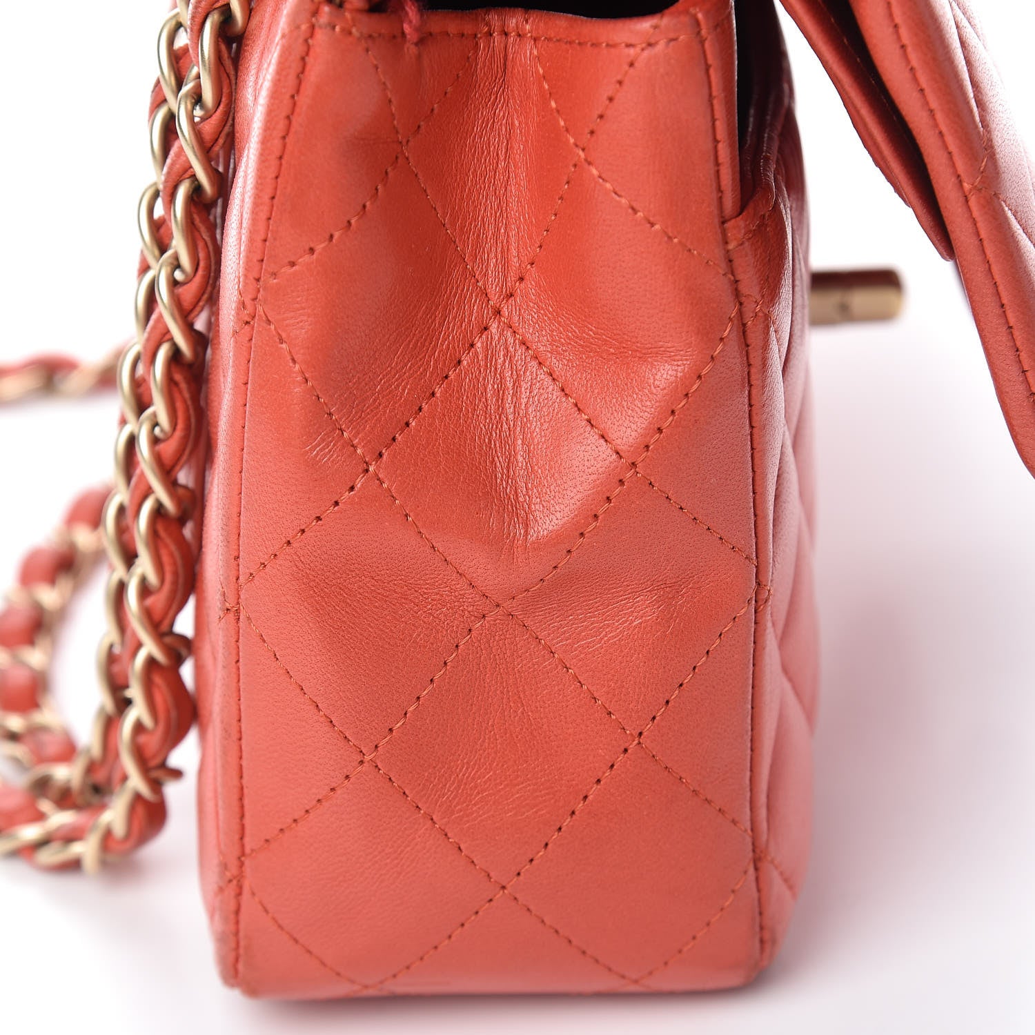 Chanel Lambskin Quilted Medium Double Flap Orange 13 of 21