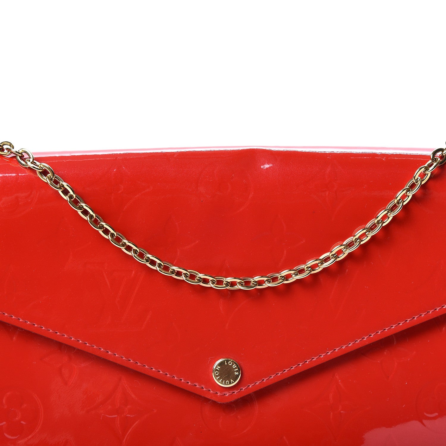Louis Vuitton Vernis Felicie Pochette Chain Wallet Cherry 7 of 11