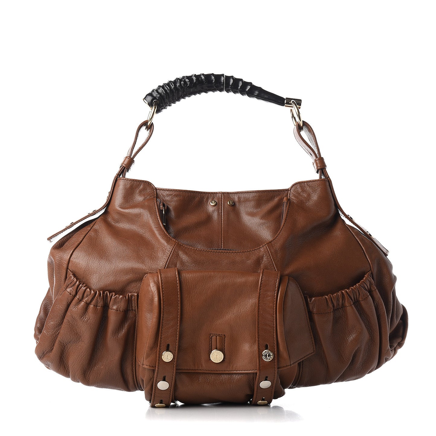 Calfskin Large Mala Mala Horn Bag Cognac