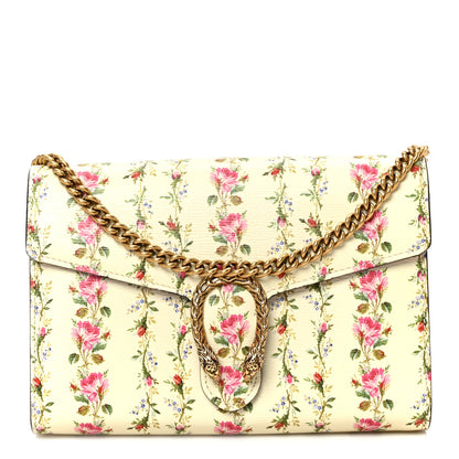Gucci Calfskin Floral Print Mini Dionysus Chain Wallet Ivory Pink 1 of 10