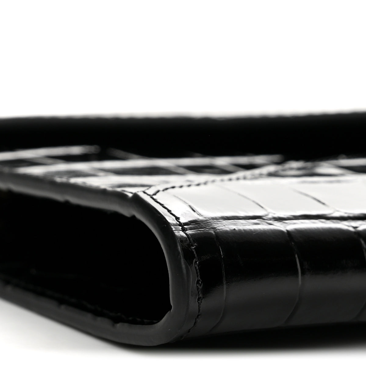 Chanel Calfskin Crocodile Embossed Envelope Clutch With Strap Black 9 of 12