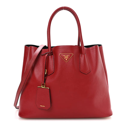 Prada Saffiano Cuir Medium Double Bag Fuoco Black 1 of 11