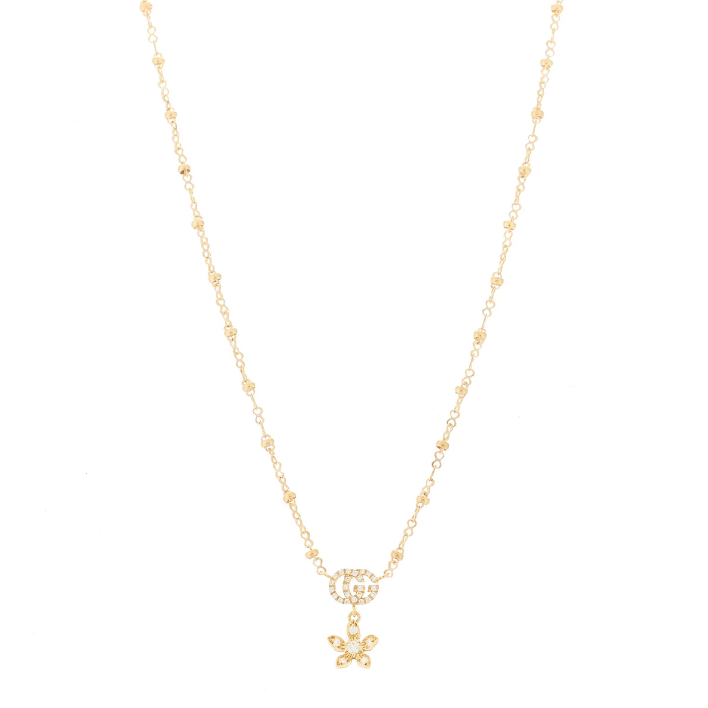 18K Yellow Gold Diamond Flora Necklace