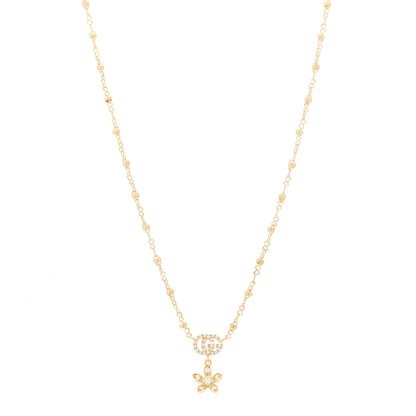Gucci 18K Yellow Gold Diamond Flora Necklace 1 of 7