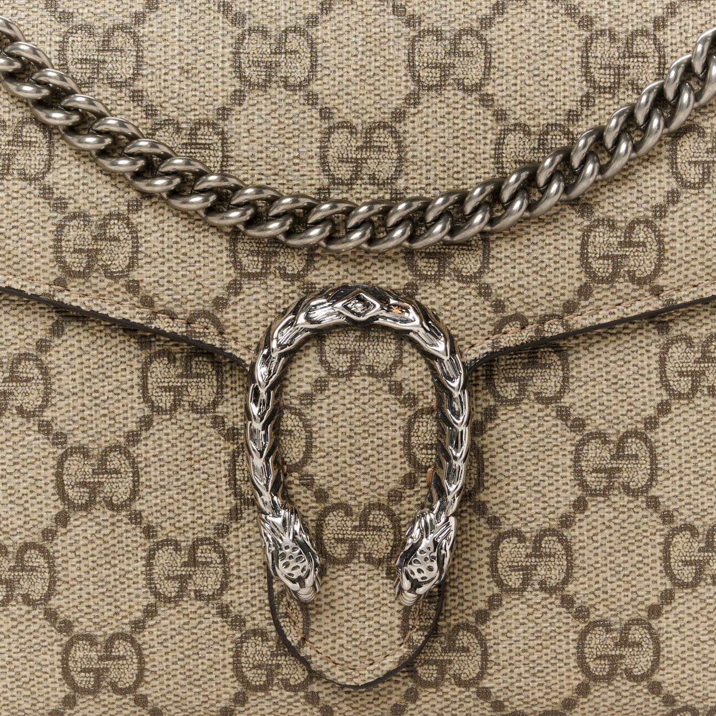 GG Supreme Monogram Mini Dionysus Chain Wallet Beige Taupe