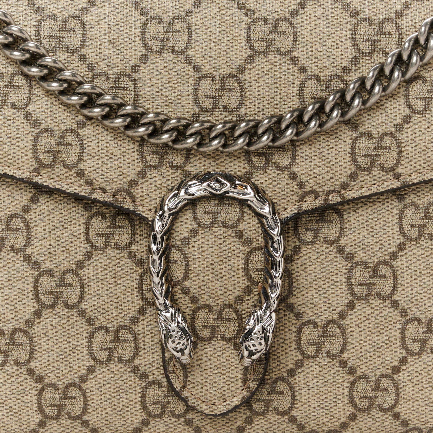 Gucci GG Supreme Monogram Mini Dionysus Chain Wallet Beige Taupe 8 of 10
