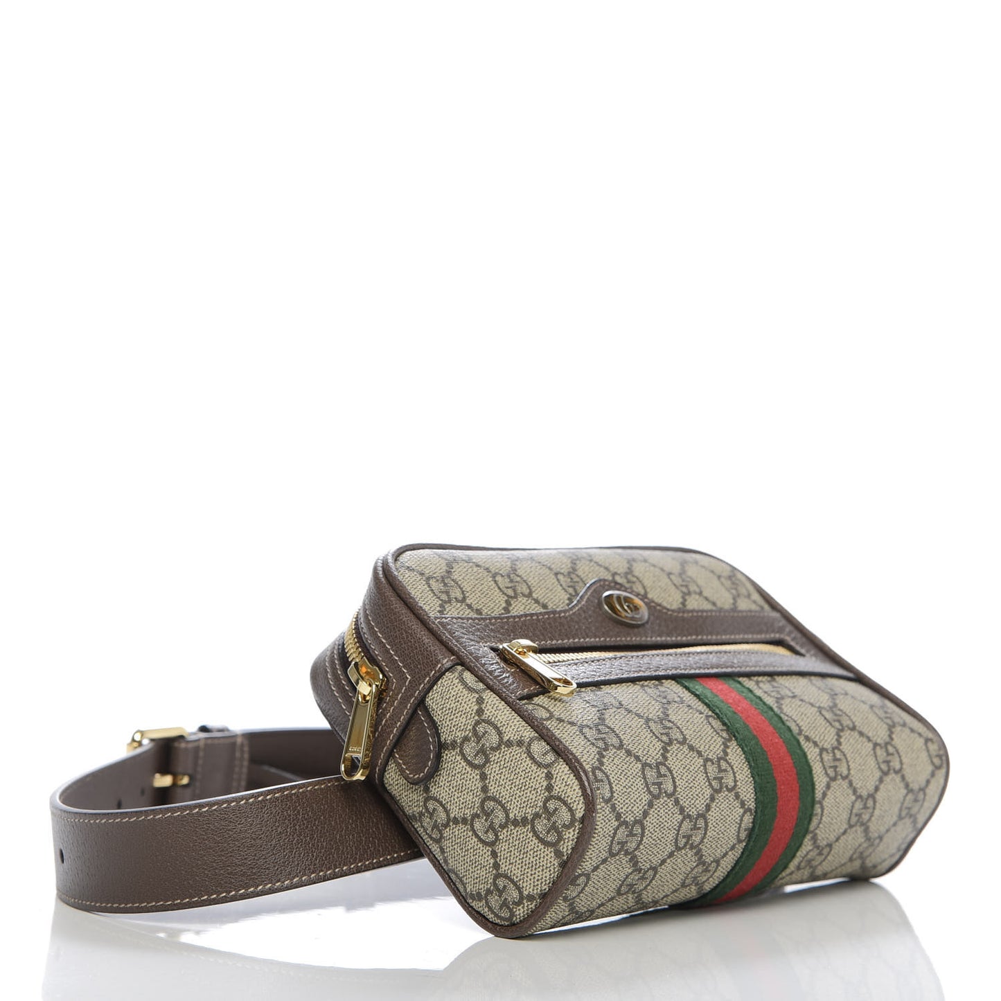 GG Supreme Monogram Web Small Ophidia Belt Bag 75 30 Dark Brown