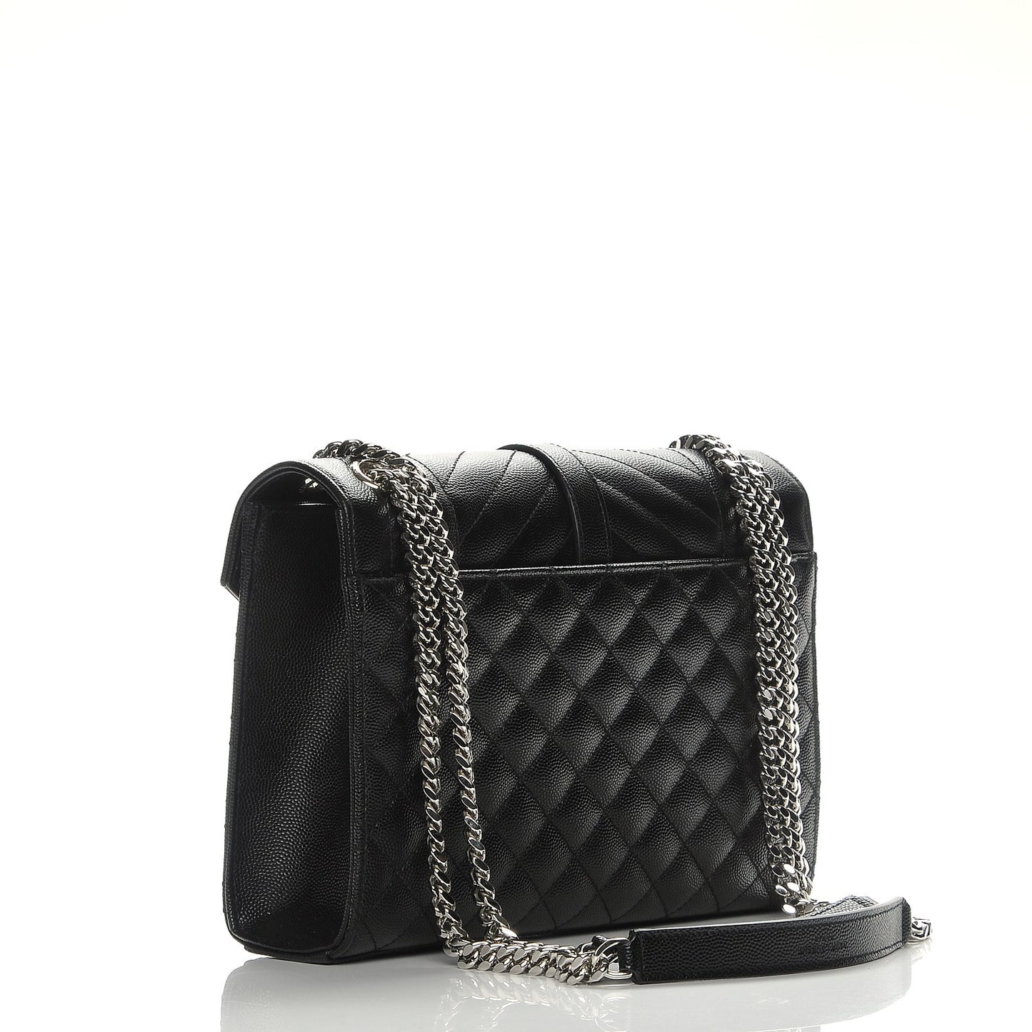 Grain De Poudre Textured Mixed Matelasse Triquilt Medium Monogram Satchel Black
