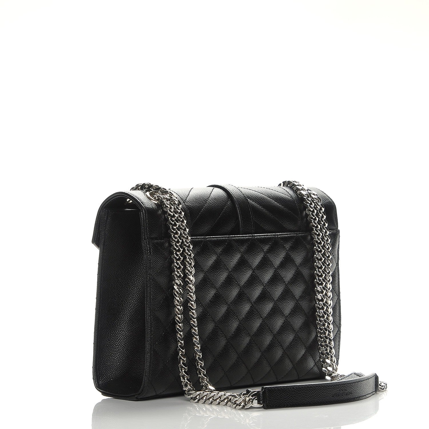 Saint Laurent Grain De Poudre Textured Mixed Matelasse Triquilt Medium Monogram Satchel Black 3 of 7