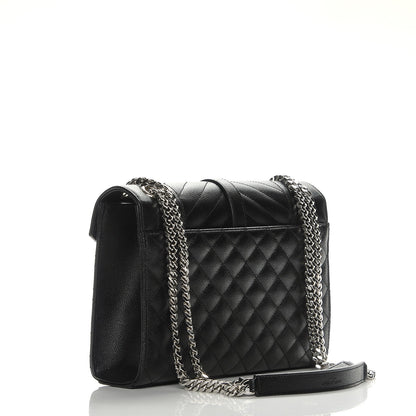 Saint Laurent Grain De Poudre Textured Mixed Matelasse Triquilt Medium Monogram Satchel Black 3 of 7